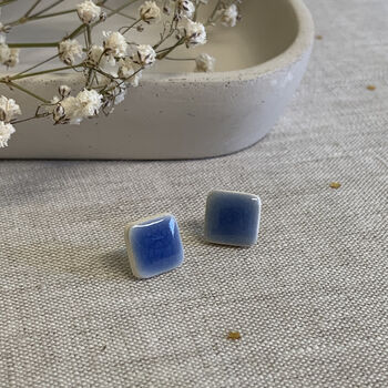 Blue Square Ceramic Earrings, 5 of 8