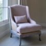 Gustavian Powder Pink Linen Armchair, thumbnail 4 of 7