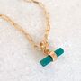 The T Bar Green Onyx Necklace, Gold Plated, thumbnail 3 of 9