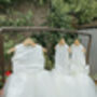 Duchess Satin Flower Girl Dress – Heart Back Tulle Gown Handmade In UK, thumbnail 11 of 11