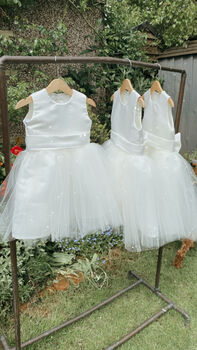 Duchess Satin Flower Girl Dress – Heart Back Tulle Gown Handmade In UK, 11 of 11