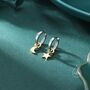 Mixed Tone Moon And Star Charm Huggie Hoop Earrings, thumbnail 3 of 12
