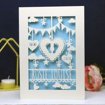 Personalised Papercut Baby Card, 4 of 8