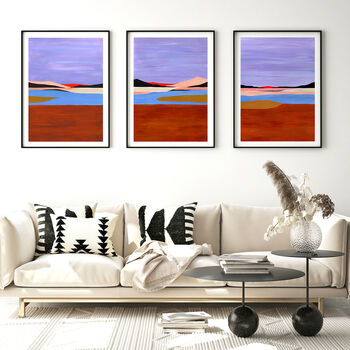 Lavender Sky Abstract Landscape Set Of Three, 2 of 10