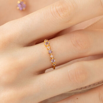 Pink Sapphire And Amethyst Stackable Half Eternity Band In Sterling Silver And Gold, 2 of 12