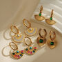 Gold Jewel Inlay Hoop Earrings In A Gift Box, thumbnail 2 of 7