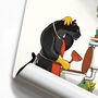 Black Leopard Cleaning Toilet, Funny Bathroom Print, thumbnail 4 of 7