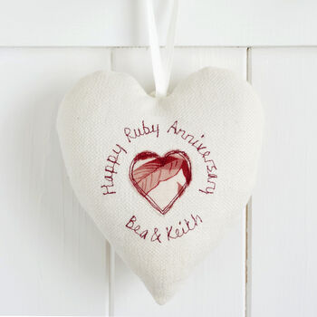 Personalised 40th Ruby Wedding Anniversary Heart Gift, 6 of 11