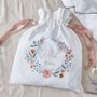 Personalised Wildflower Wedding Embroidered Keepsake Drawstring Bride Bag, thumbnail 3 of 3