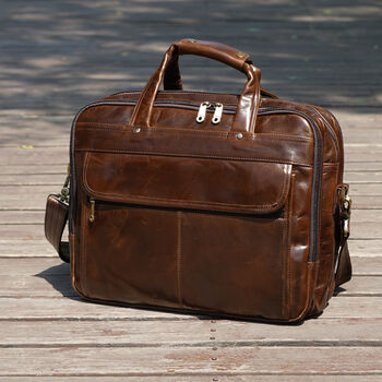 Vintage Look Leather Briefcase, 2 of 12
