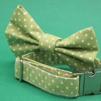 Green Polkadot Dog Bow Tie, 4 of 6