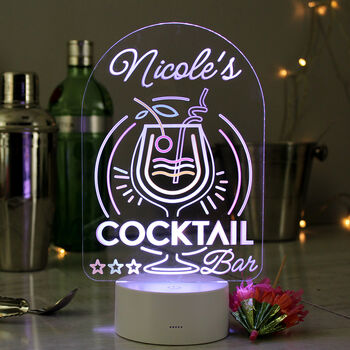 Personalised LED Colour Changing Cocktail Bar Light, 5 of 5