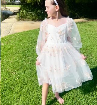 Elizabeth Ivory White Party Or Flower Girl Dress, 3 of 6