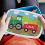 Personalised Blue Tractor Lunch Box For Kids, thumbnail 1 of 2
