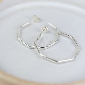 Sterling Silver Large Octagon Hoops, 5 of 8
