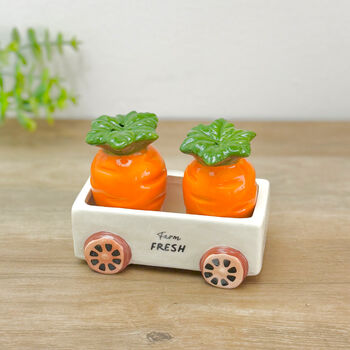 Carrot Salt And Pepper Shakers Food Decor Cruet Set, 4 of 9