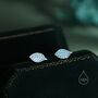 Enamel Beech Leaf Stud Earrings In Sterling Silver, thumbnail 3 of 11