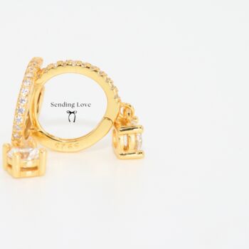 Solitaire Drop Hoop Earrings Christmas Gift For Her, 3 of 9