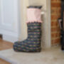 Pink And Navy Floral Print Christmas Stocking, thumbnail 3 of 8