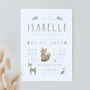 Personalised New Baby Birth Details Print Woodland Animals, thumbnail 2 of 4