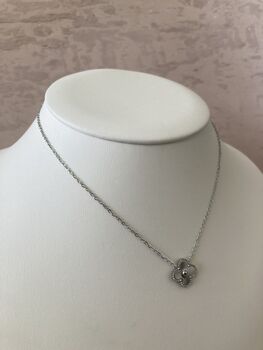 Single Silver Clover Necklace, 2 of 4
