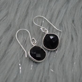Black Onyx Earrings: Silver Or Gold, Dangle Drop, 2 of 8