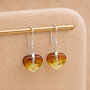 Sterling Silver Baltic Amber Ombre Heart Drop Earrings, thumbnail 1 of 6