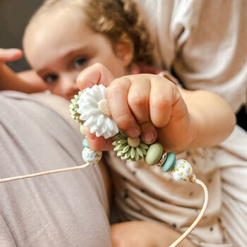 Floral Daisy Chain Breastfeeding And Teething Necklace Peachy Petals, 5 of 8