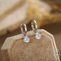 Sterling Silver April Birthstone Cz Crystal Drop Hoop Earrings, thumbnail 1 of 11