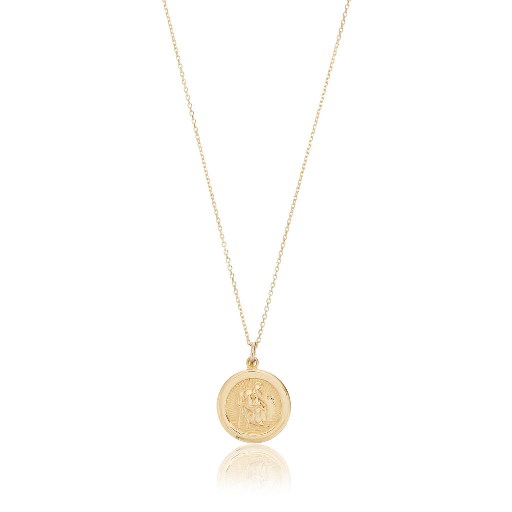 Mens Gold Or Silver Small Round St Christopher Necklace By LILY & ROO ...