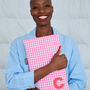Personalised Pink Gingham Hot Water Bottle, thumbnail 1 of 3