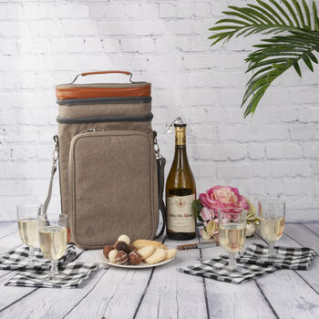Contemporary Four Person Wine Cooler Bag Stone Grey, 2 of 4
