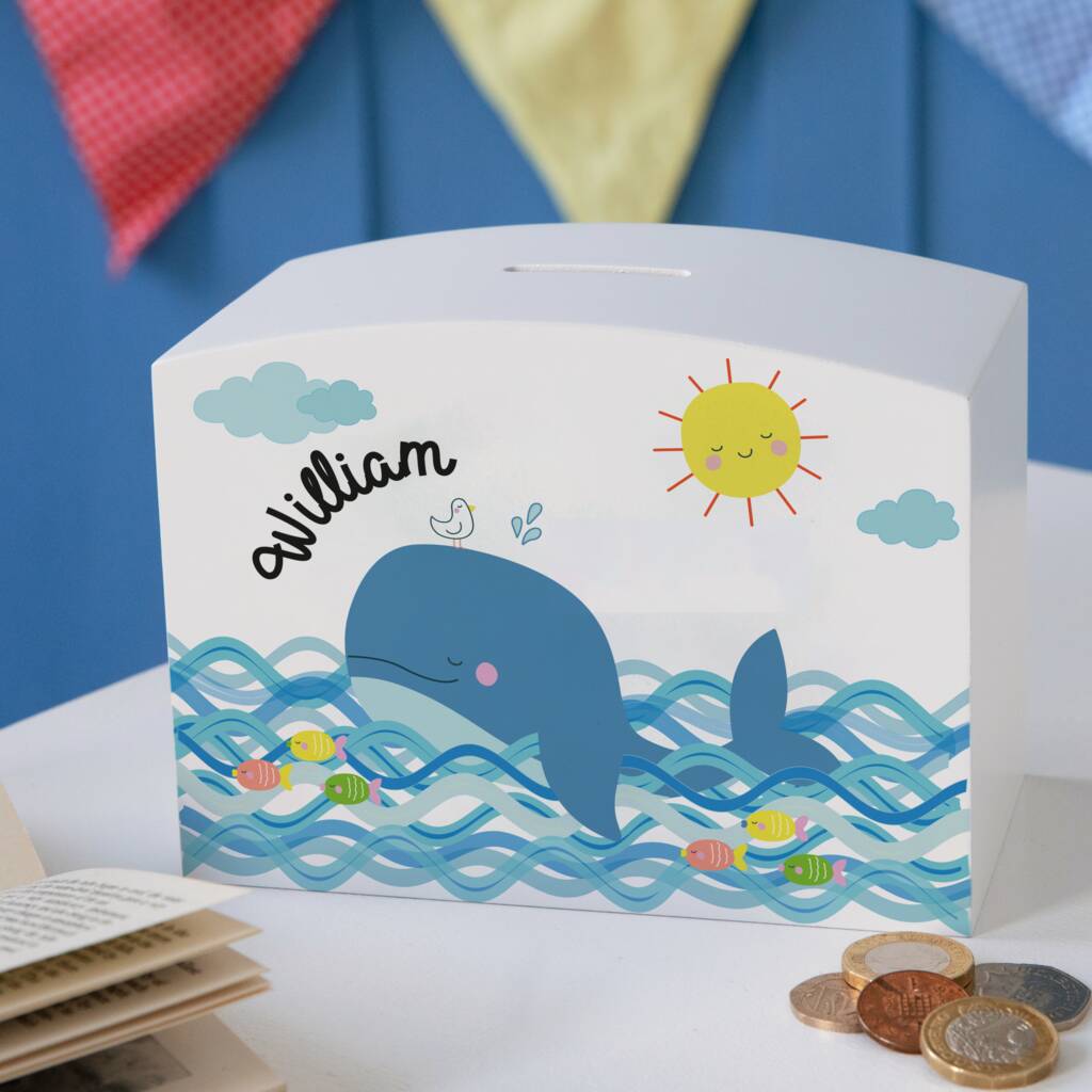 Personalised Whale Money Pot Piggy Bank, 1 of 4