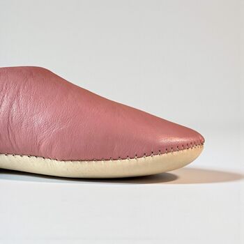 Handmade Moroccan Pink Leather Babouche Slippers, 5 of 5