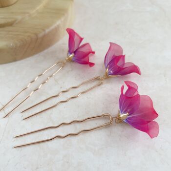Pink And Purple Flower Hair Pins, 7 of 9
