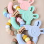 Bunny Teether Personalised Silicone And Wood, thumbnail 2 of 10