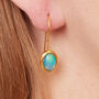Opal Oval Short Drop Gold Plated Silver Earrings, thumbnail 3 of 11