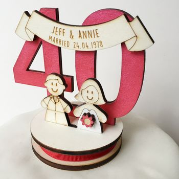 Personalised 40th Anniversary Cake Topper, 5 of 7