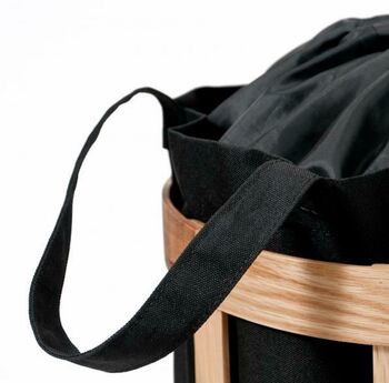 Natural Oak Laundry Basket Black Bag, 4 of 4
