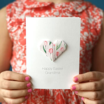 Personalised Happy Easter Origami Tulip Heart Card, 2 of 7