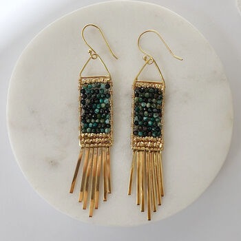 Peace Crystal Chrysocalla Statement Earrings, 3 of 8