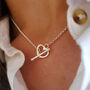 Sterling Silver Toggle Love Heart T Bar Necklace, thumbnail 1 of 7