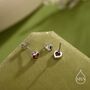 Tiny Garnet Red Cz Heart Stud Earrings, thumbnail 3 of 12