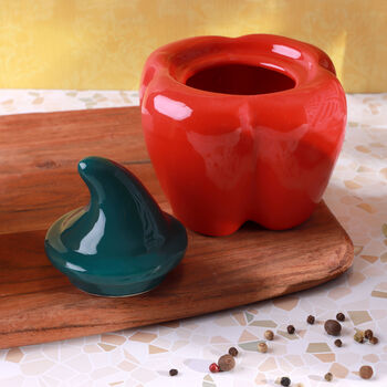 G Decor Garden Harvest Ceramic Bell Pepper Pot Elegant Organic Form Storage Jar, 5 of 7