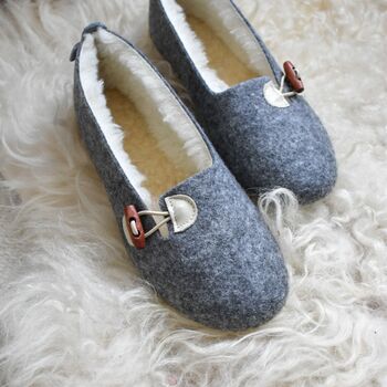 Felt Slippers With Cream Details, 5 of 8
