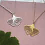 Minimal Gingko Leaf Necklace Gold And Silver Plated, thumbnail 5 of 5