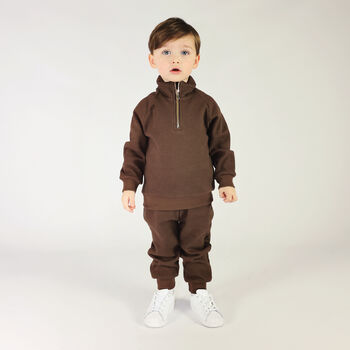 Walnut Fleeced Tracksuits Kids Ribbed Cotton, 5 of 11