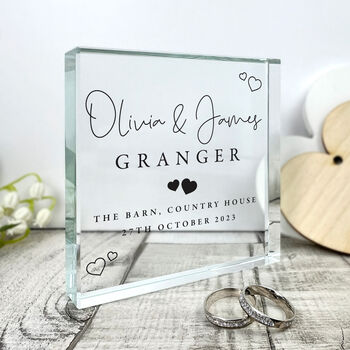 Personalised Wedding Script Text Crystal Token, 4 of 8