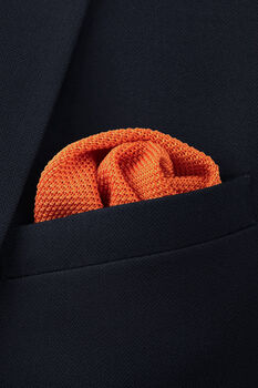 Wedding Handmade Polyester Knitted Pocket Square In Orange, 3 of 7