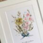 Watercolour Couple Birth Month Flower Print, thumbnail 3 of 5